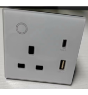 Tuya 86 UK WiFi Smart Socket with USB Type C, 3-Pin UK Plug + USB-A/C, 16A, Fast Charging, Alexa & Google Home, App Control, Tempered Glass, Modern